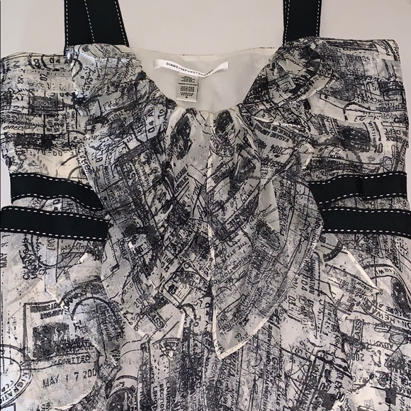 Diane VonFurstenberg black ruffle Top sz 8 - Picture 7 of 8